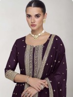 Dark Purple Real Georgette Plazzo Suit